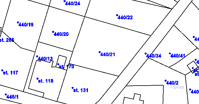 Parcela st. 440/21 v KÚ Smrkový Týnec, Katastrální mapa