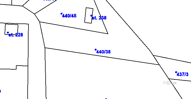 Parcela st. 440/38 v KÚ Smrkový Týnec, Katastrální mapa