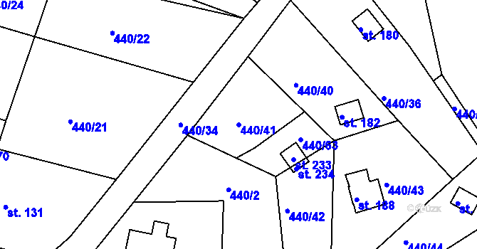Parcela st. 440/41 v KÚ Smrkový Týnec, Katastrální mapa