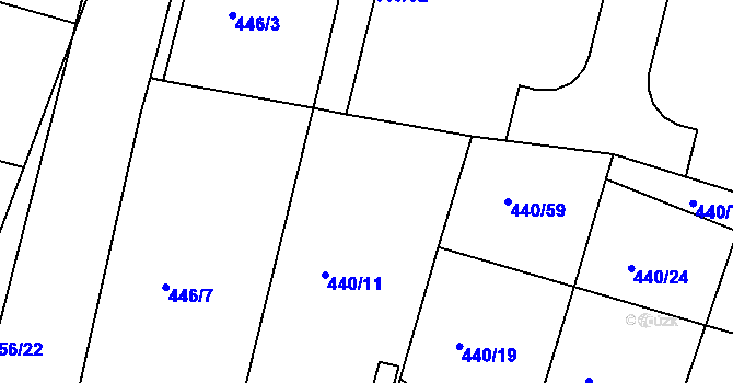 Parcela st. 440/58 v KÚ Smrkový Týnec, Katastrální mapa