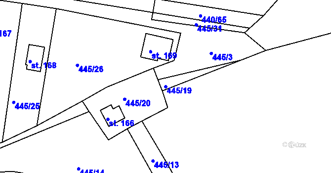 Parcela st. 445/19 v KÚ Smrkový Týnec, Katastrální mapa