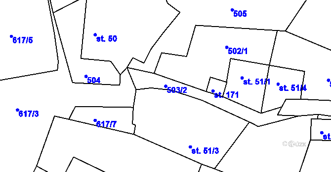 Parcela st. 503/2 v KÚ Smrkový Týnec, Katastrální mapa