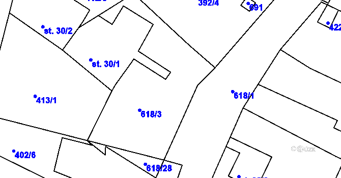 Parcela st. 618/14 v KÚ Smrkový Týnec, Katastrální mapa