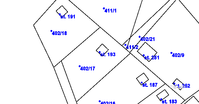 Parcela st. 193 v KÚ Smrkový Týnec, Katastrální mapa