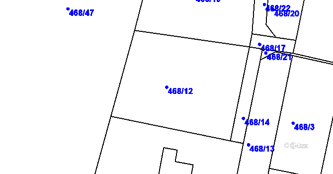 Parcela st. 468/12 v KÚ Smrkový Týnec, Katastrální mapa