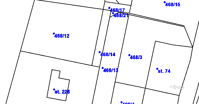 Parcela st. 468/14 v KÚ Smrkový Týnec, Katastrální mapa