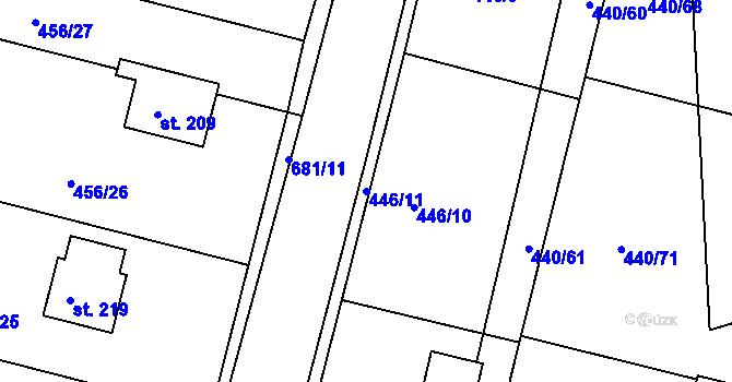 Parcela st. 446/11 v KÚ Smrkový Týnec, Katastrální mapa