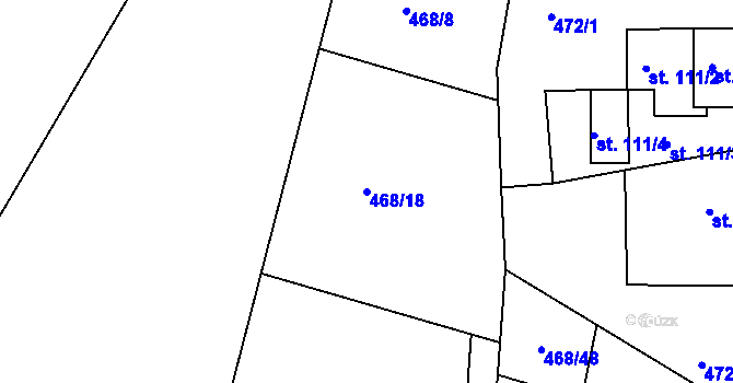 Parcela st. 468/18 v KÚ Smrkový Týnec, Katastrální mapa