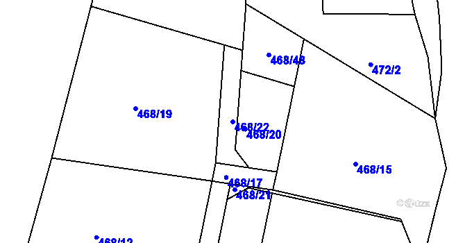 Parcela st. 468/22 v KÚ Smrkový Týnec, Katastrální mapa
