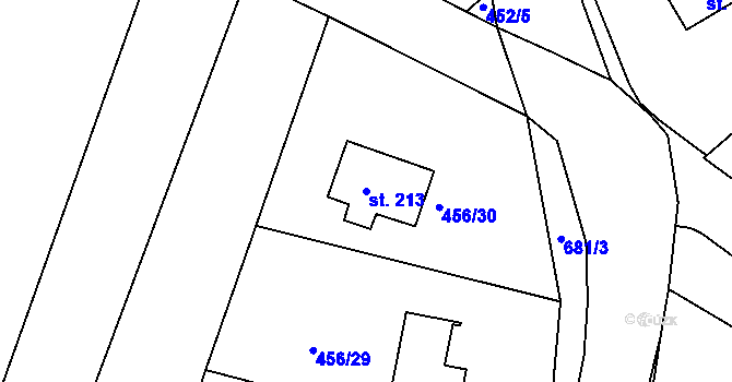 Parcela st. 213 v KÚ Smrkový Týnec, Katastrální mapa