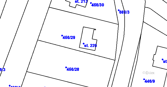 Parcela st. 220 v KÚ Smrkový Týnec, Katastrální mapa