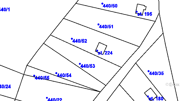 Parcela st. 224 v KÚ Smrkový Týnec, Katastrální mapa
