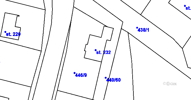 Parcela st. 232 v KÚ Smrkový Týnec, Katastrální mapa