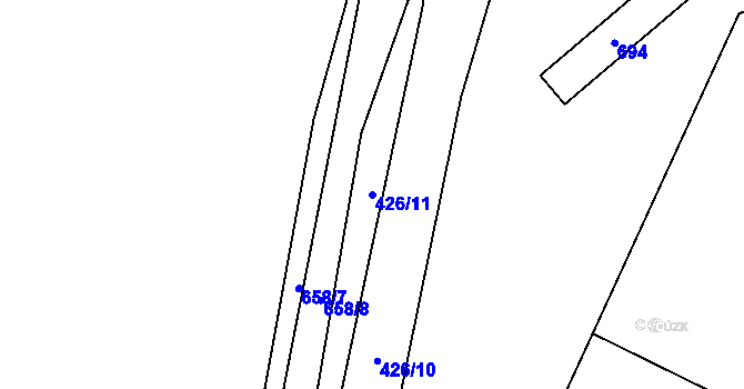Parcela st. 426/11 v KÚ Smrkový Týnec, Katastrální mapa