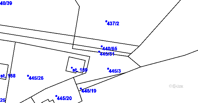 Parcela st. 445/31 v KÚ Smrkový Týnec, Katastrální mapa