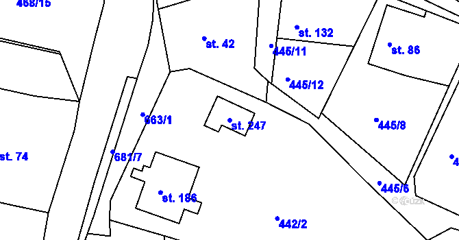 Parcela st. 247 v KÚ Smrkový Týnec, Katastrální mapa