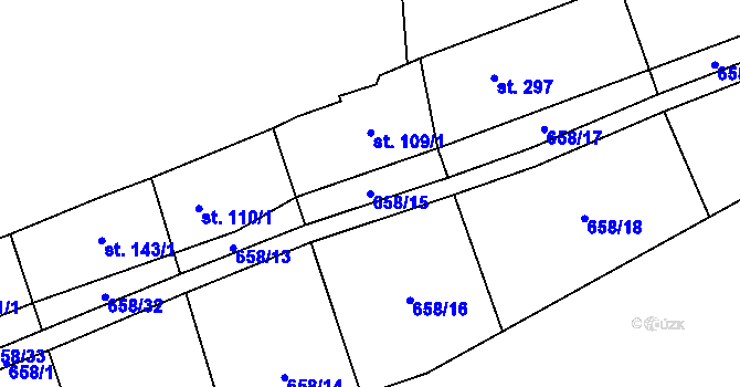 Parcela st. 658/15 v KÚ Kunětice, Katastrální mapa