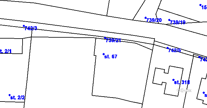 Parcela st. 67 v KÚ Kunětice, Katastrální mapa