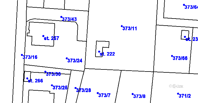 Parcela st. 222 v KÚ Kunětice, Katastrální mapa