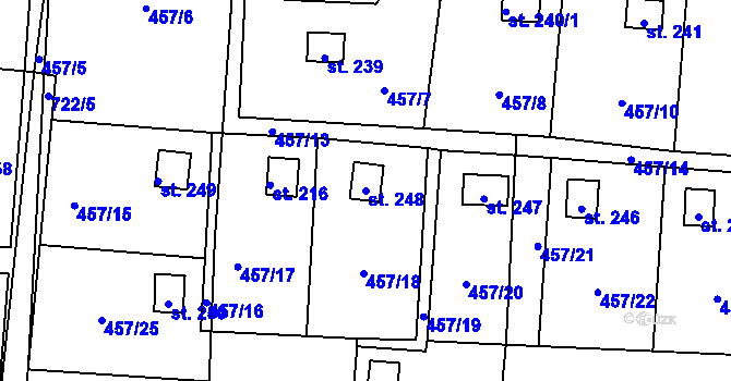 Parcela st. 248 v KÚ Kunětice, Katastrální mapa