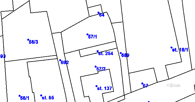 Parcela st. 254 v KÚ Kunětice, Katastrální mapa