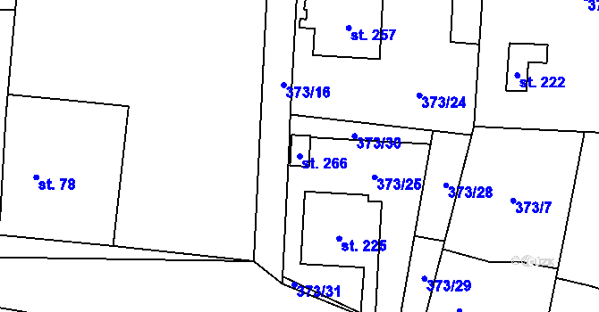 Parcela st. 266 v KÚ Kunětice, Katastrální mapa