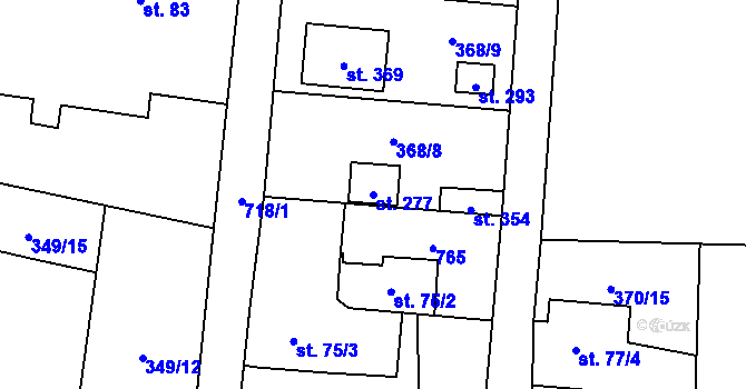 Parcela st. 277 v KÚ Kunětice, Katastrální mapa