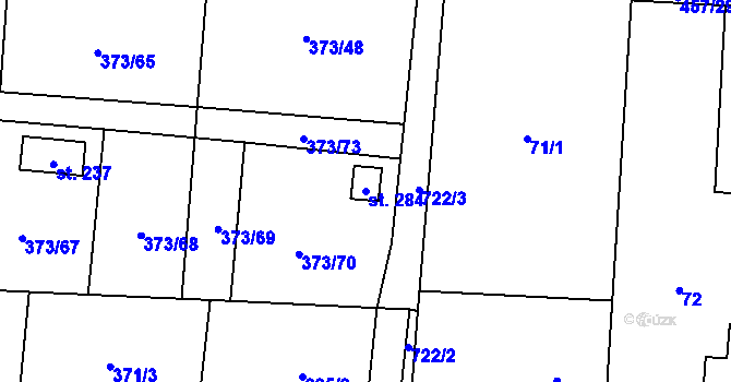 Parcela st. 284 v KÚ Kunětice, Katastrální mapa