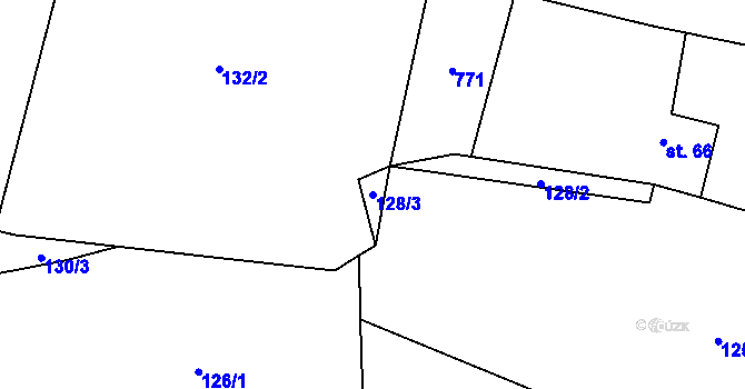 Parcela st. 128/3 v KÚ Kunětice, Katastrální mapa