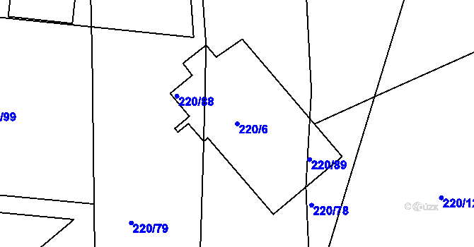 Parcela st. 220/6 v KÚ Kunětice, Katastrální mapa