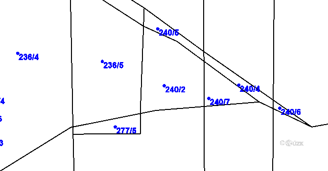 Parcela st. 240/2 v KÚ Kunětice, Katastrální mapa