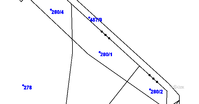 Parcela st. 280/1 v KÚ Kunětice, Katastrální mapa