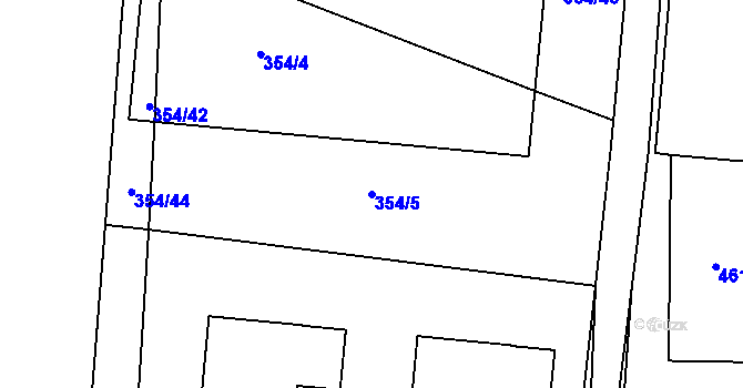 Parcela st. 354/5 v KÚ Kunětice, Katastrální mapa