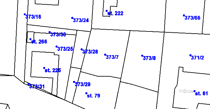 Parcela st. 373/7 v KÚ Kunětice, Katastrální mapa