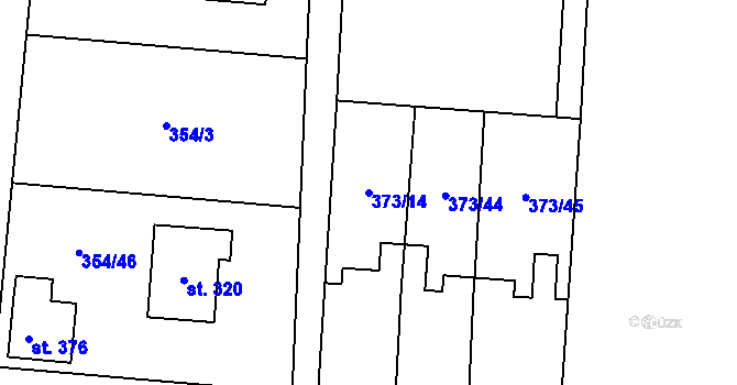 Parcela st. 373/14 v KÚ Kunětice, Katastrální mapa