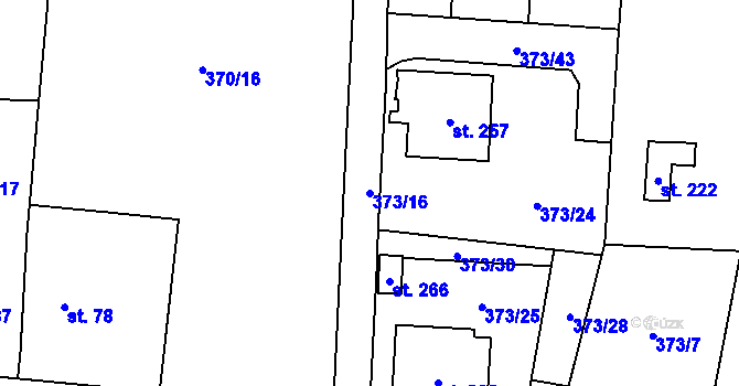 Parcela st. 373/16 v KÚ Kunětice, Katastrální mapa
