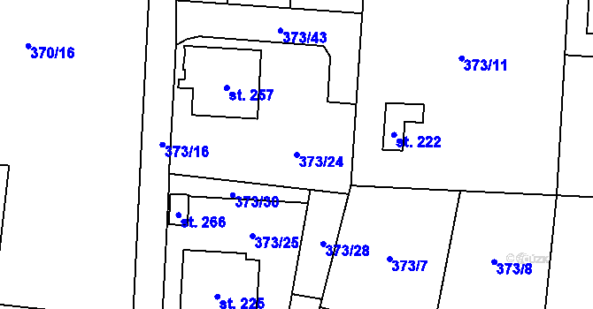 Parcela st. 373/24 v KÚ Kunětice, Katastrální mapa