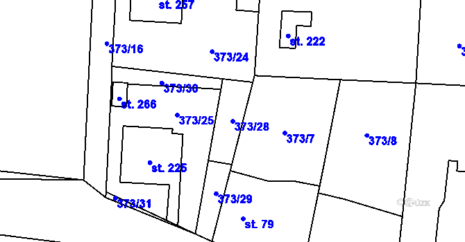 Parcela st. 373/28 v KÚ Kunětice, Katastrální mapa