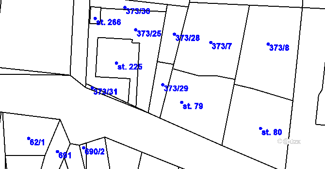 Parcela st. 373/29 v KÚ Kunětice, Katastrální mapa