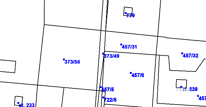Parcela st. 373/49 v KÚ Kunětice, Katastrální mapa