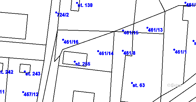 Parcela st. 461/14 v KÚ Kunětice, Katastrální mapa