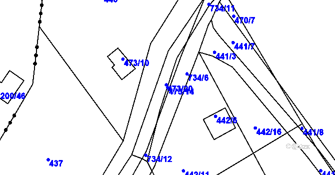 Parcela st. 473/14 v KÚ Kunětice, Katastrální mapa