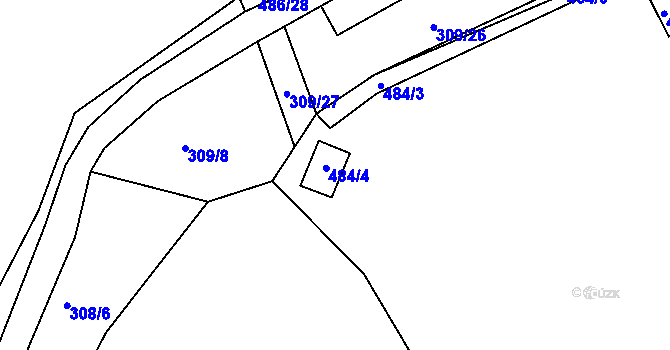 Parcela st. 484/4 v KÚ Kunětice, Katastrální mapa