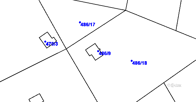Parcela st. 486/9 v KÚ Kunětice, Katastrální mapa
