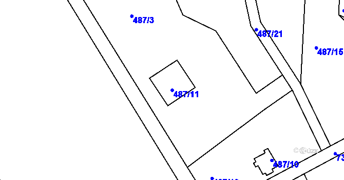 Parcela st. 487/11 v KÚ Kunětice, Katastrální mapa
