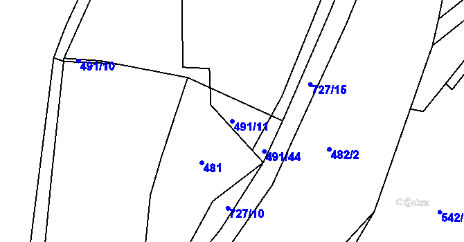 Parcela st. 491/11 v KÚ Kunětice, Katastrální mapa
