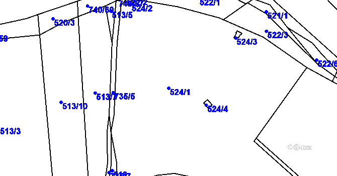 Parcela st. 524/1 v KÚ Kunětice, Katastrální mapa