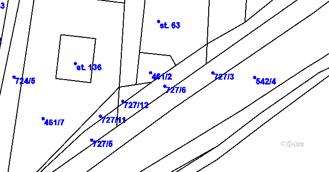 Parcela st. 727/6 v KÚ Kunětice, Katastrální mapa