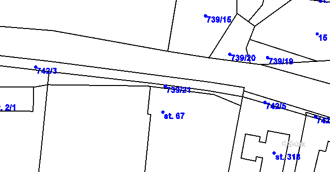 Parcela st. 739/21 v KÚ Kunětice, Katastrální mapa