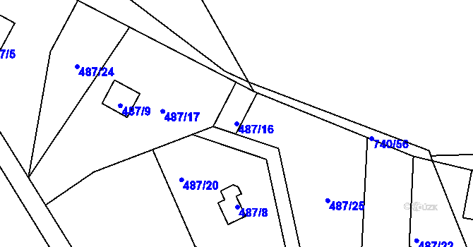 Parcela st. 487/16 v KÚ Kunětice, Katastrální mapa